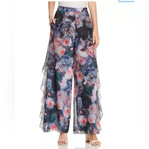 Floral Print Ruffled Chiffon Pants size medium